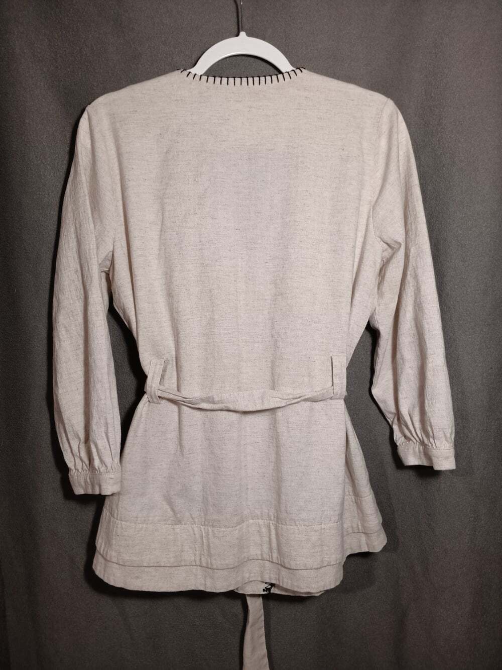 Soft Surroundings Maxime Jacket Medium Natural Linen Blend Stitched Belted Tan - Picture 8 of 9